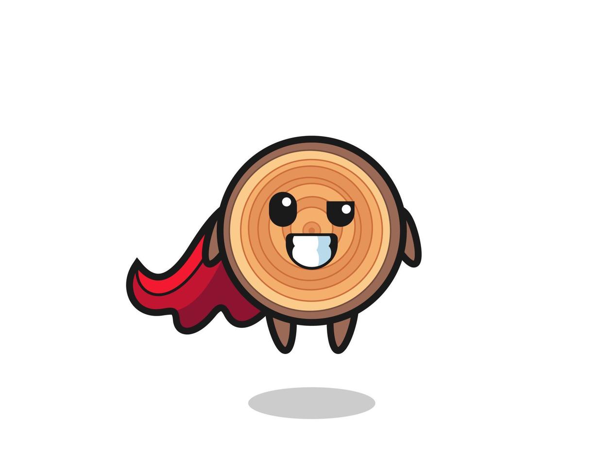 the cute wood grain character as a flying superhero vector