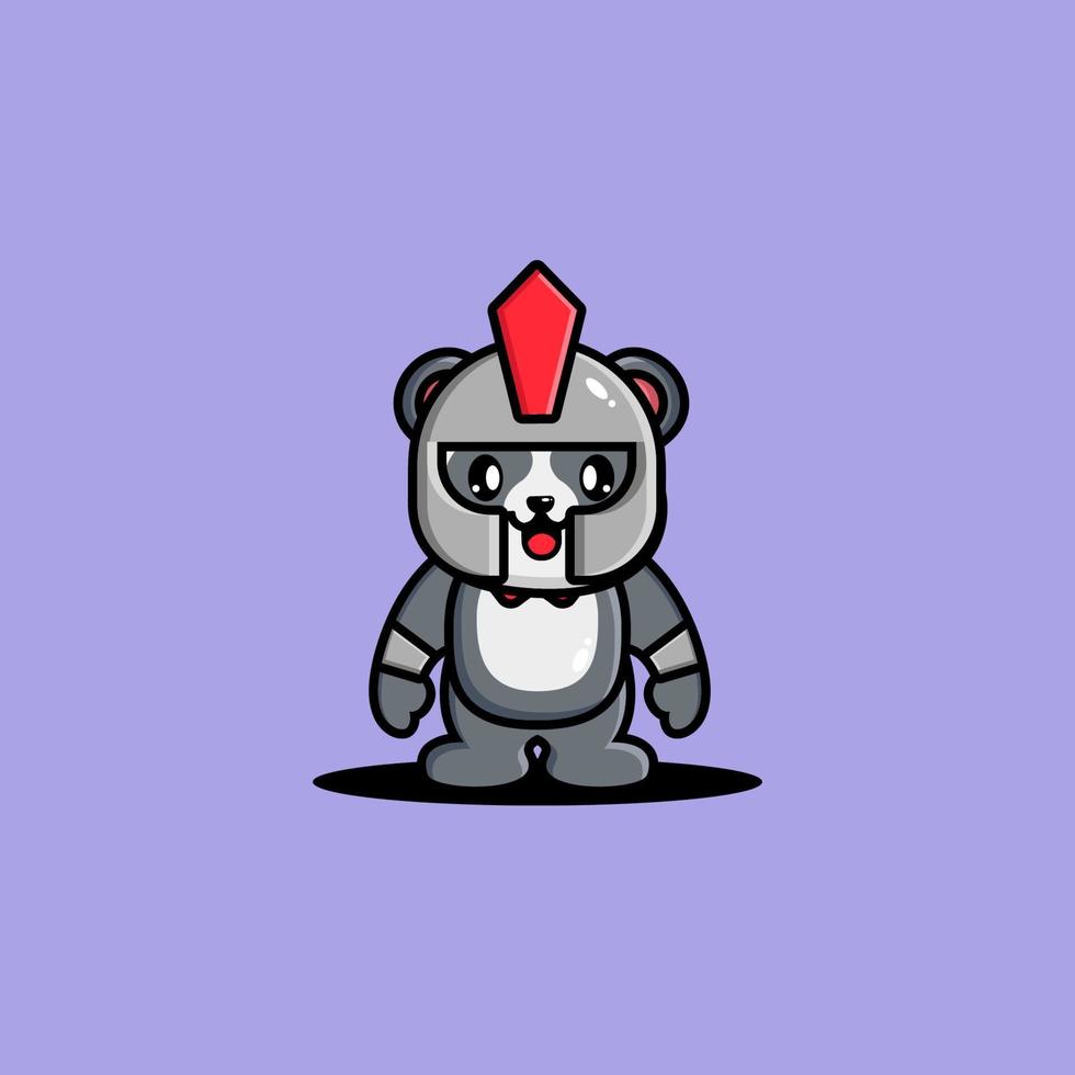 Cute panda gladiator cartoon vector illustration