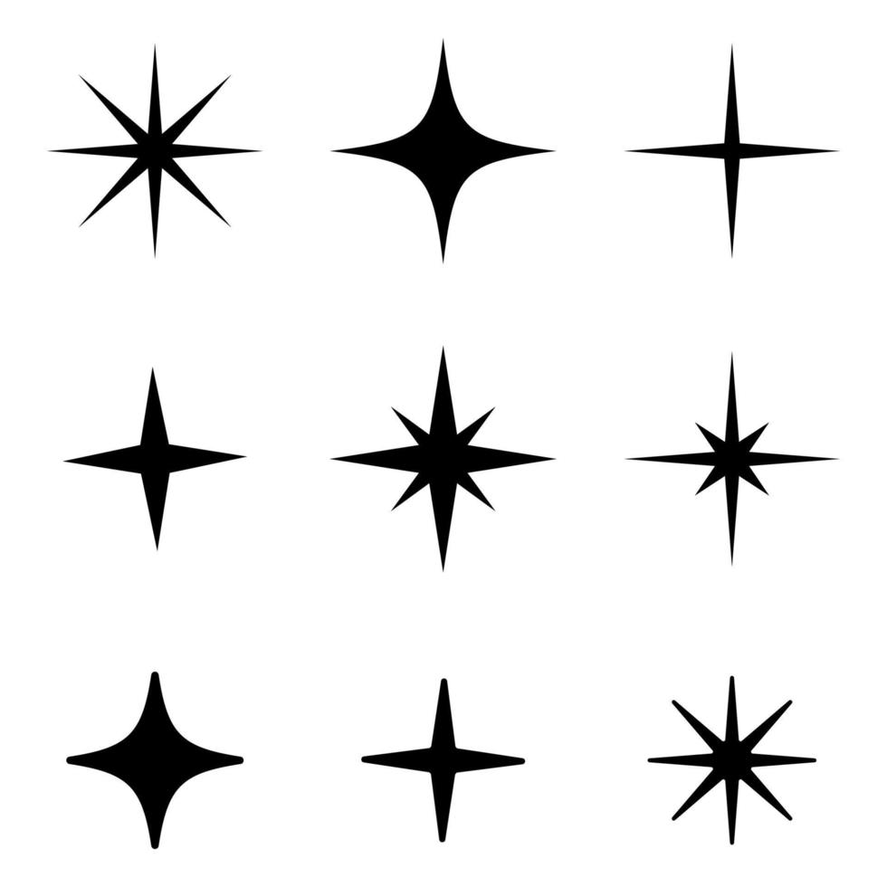 Shine sparkle star icon set vector
