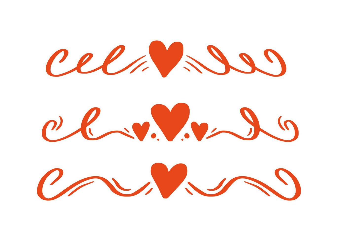 Heart and love swirl divider. vector