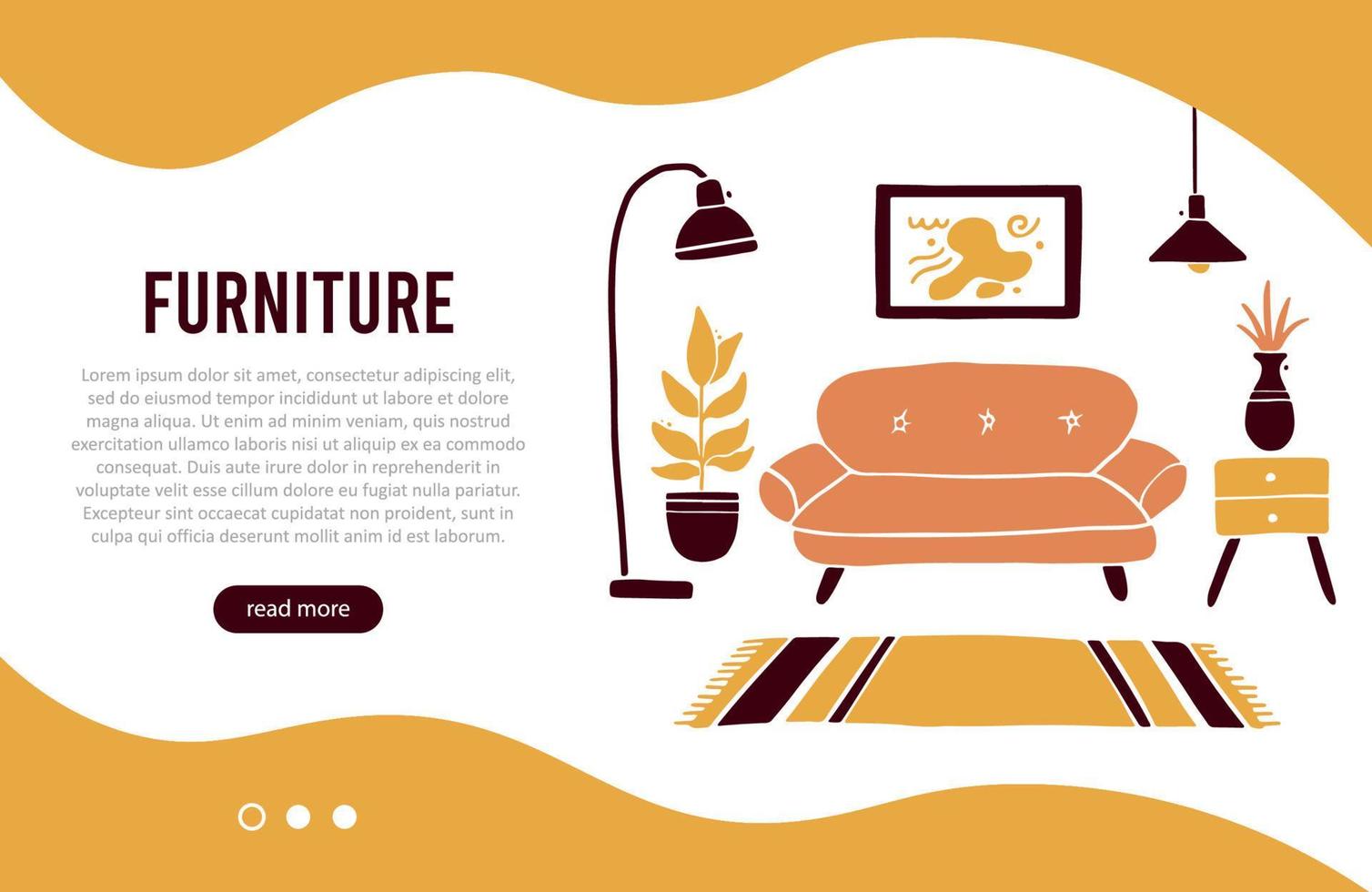 Banner template of living room furniture vector