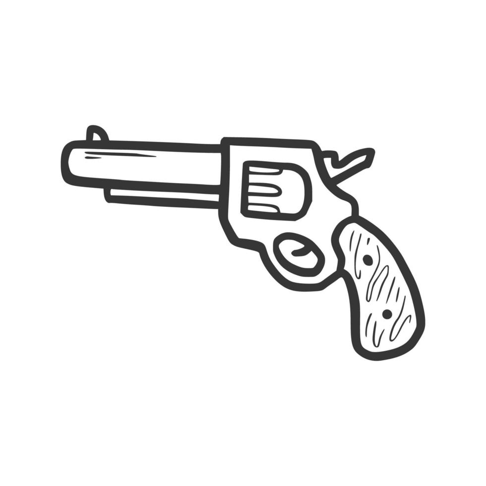 elemento de pistola de revólver dibujado a mano vector