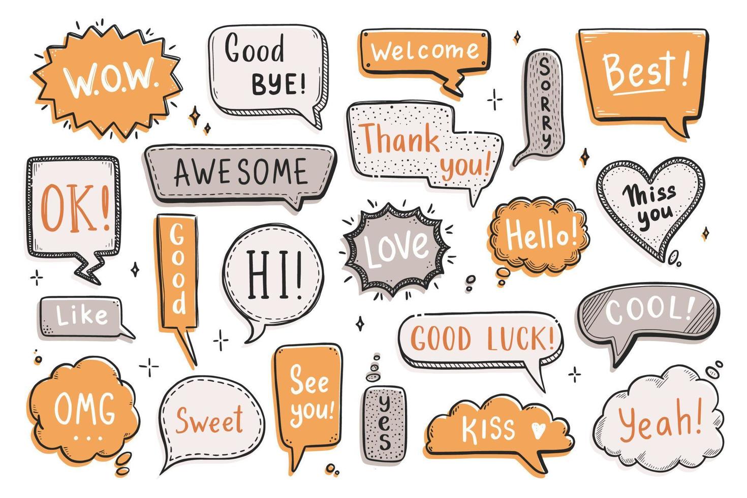 Comic speech bubble set with dialog word vector