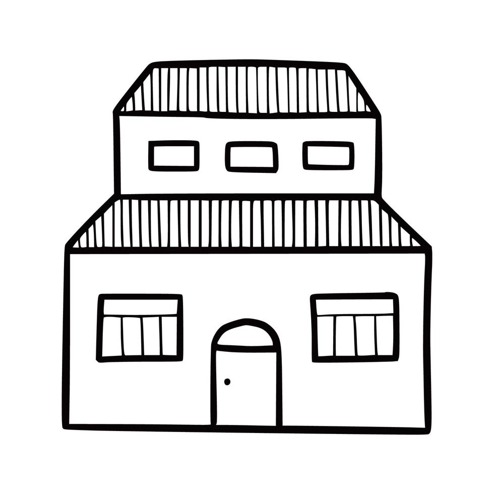 Hand drawn cute house. Doodle vector