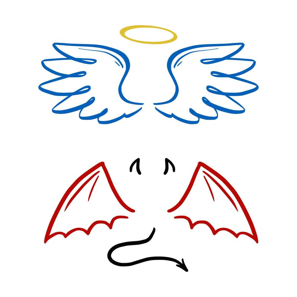 ángel y demonio ilustración vectorial estilizada. vector