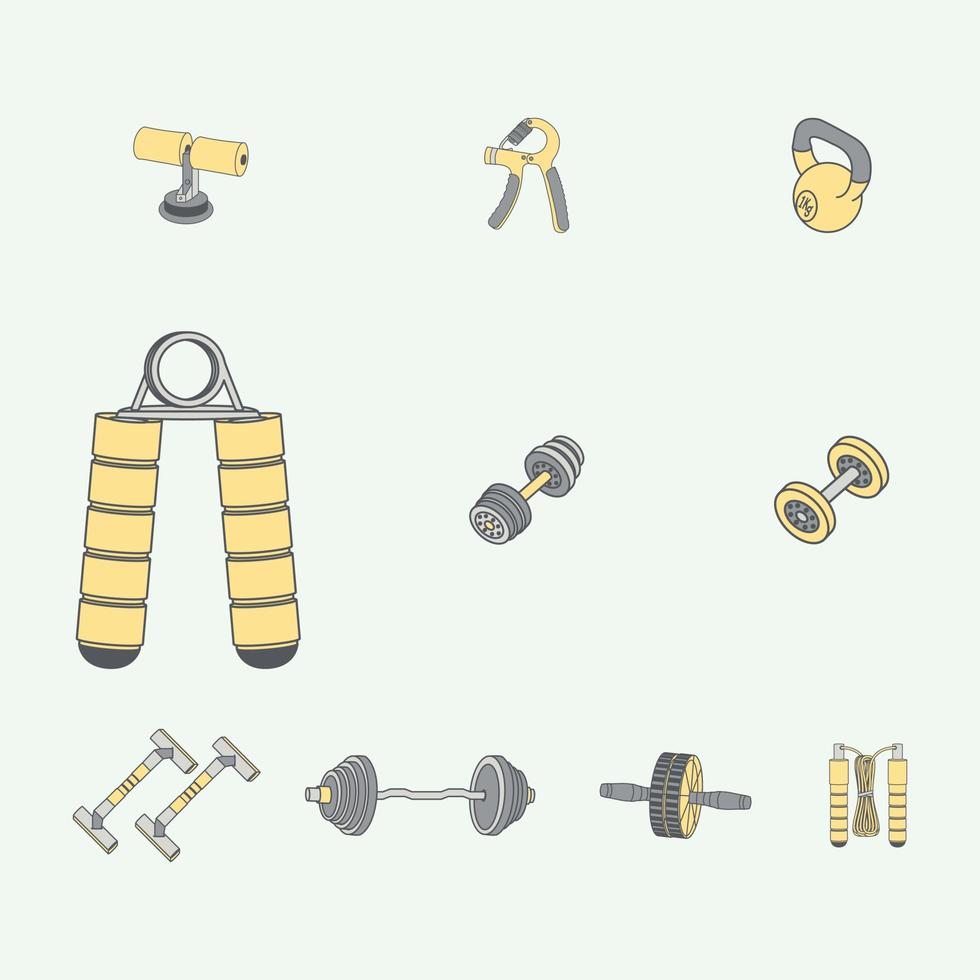 Gym Fitness Machines Tools Equipments List vector