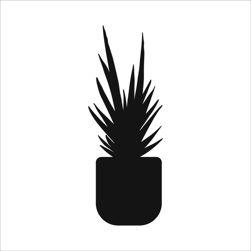 Flat silhouette of potted houseplant vector