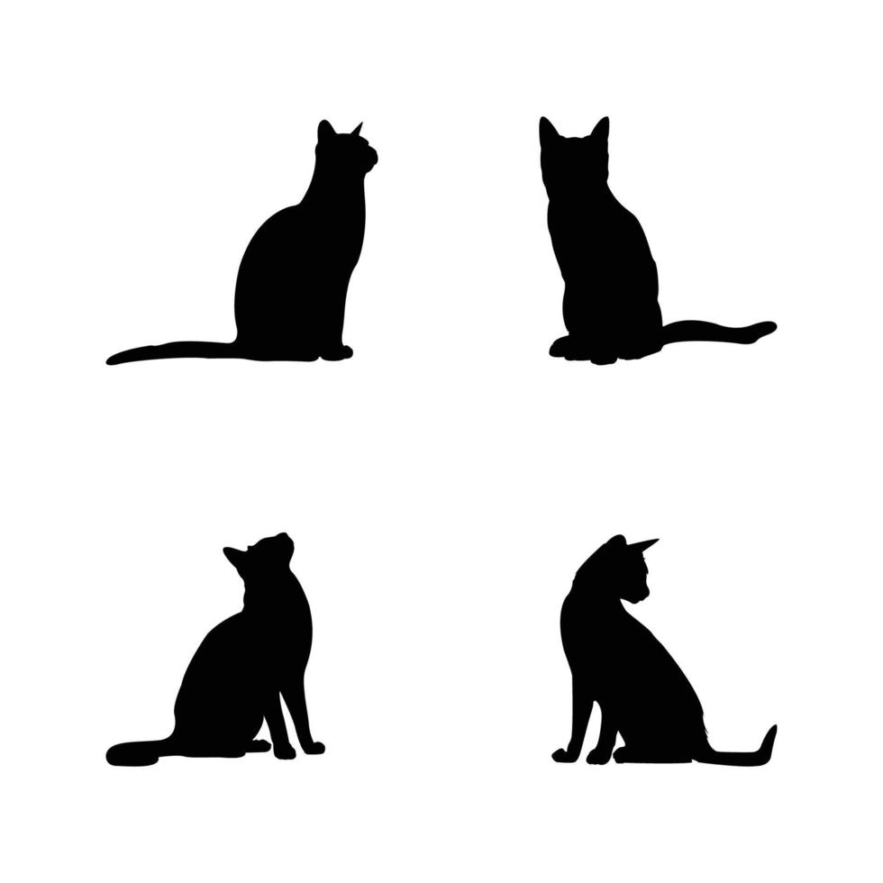 conjunto de silueta de gatos vector