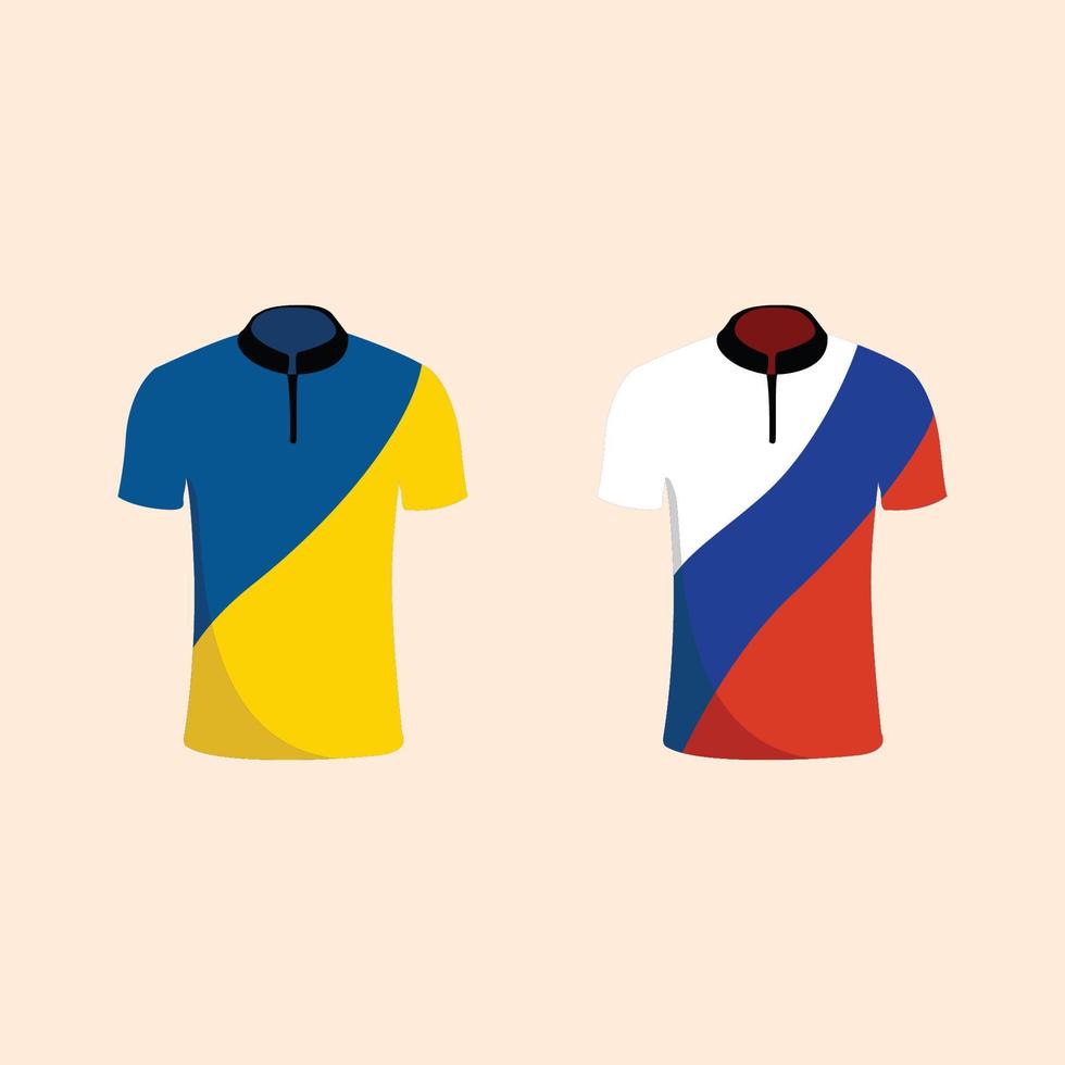 camisetas de color de la bandera de ucrania y rusia vector