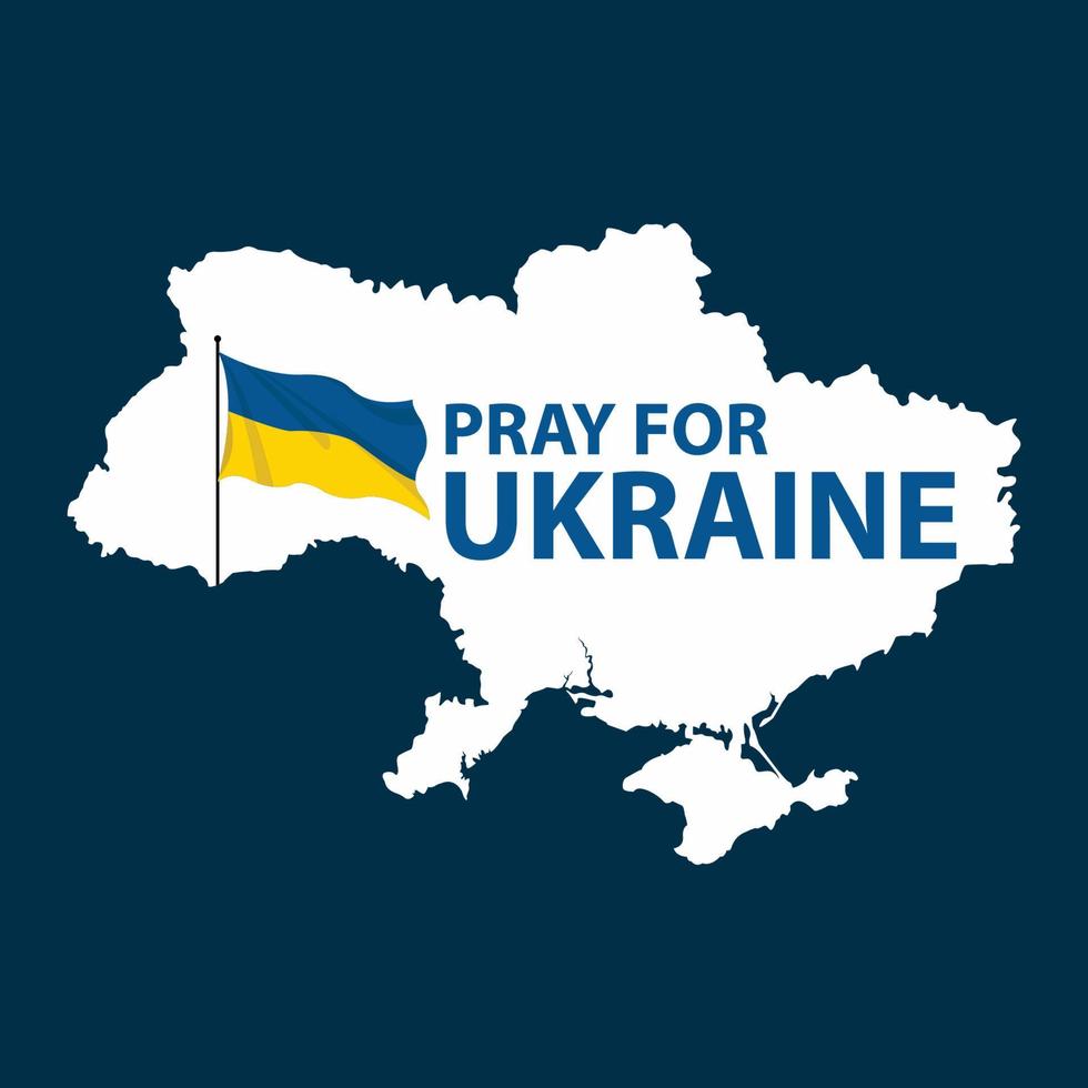 Pray for Ukraine text with Ukraine flag on Ukraine map vector