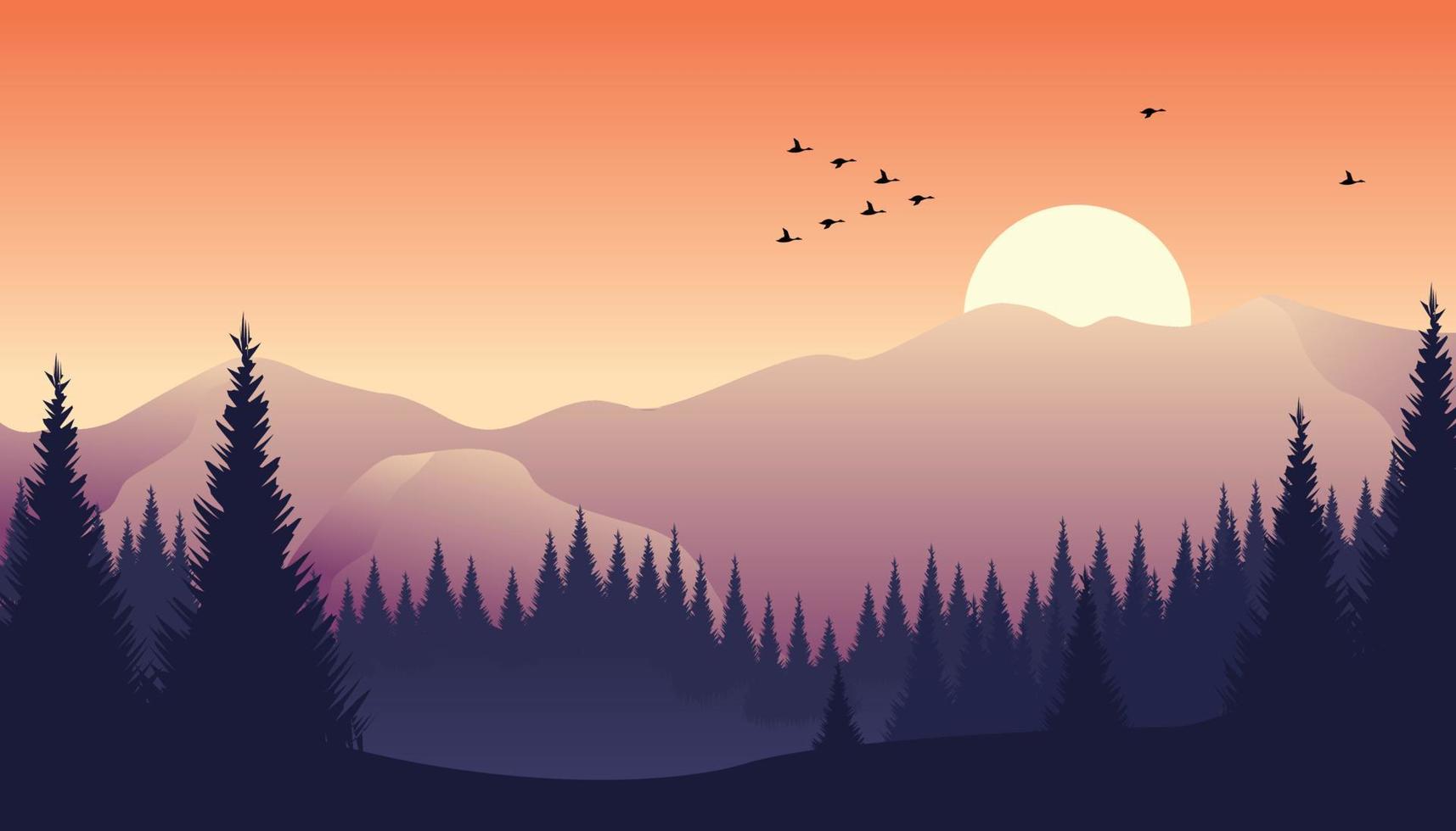 Sunrise or Sunset Flat Landscape Illustration 7759345 Vector Art at