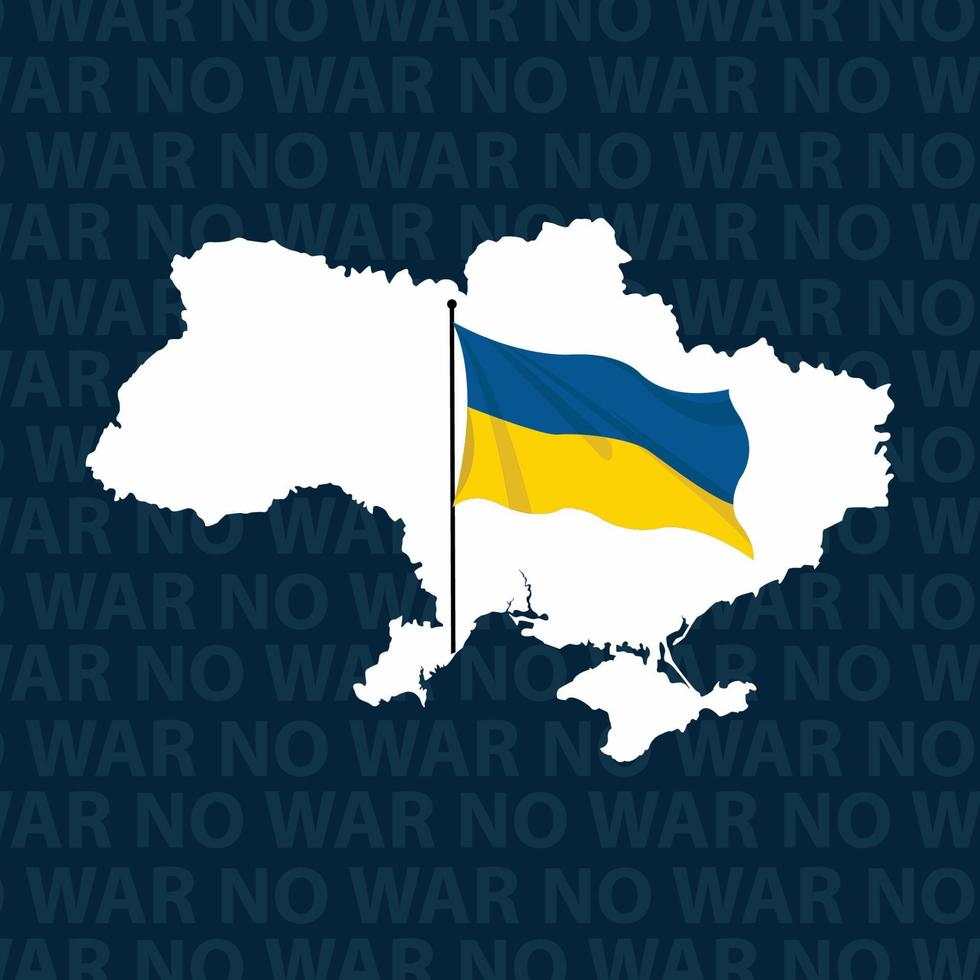 Ukraine map and Flag with No War text in Background vector