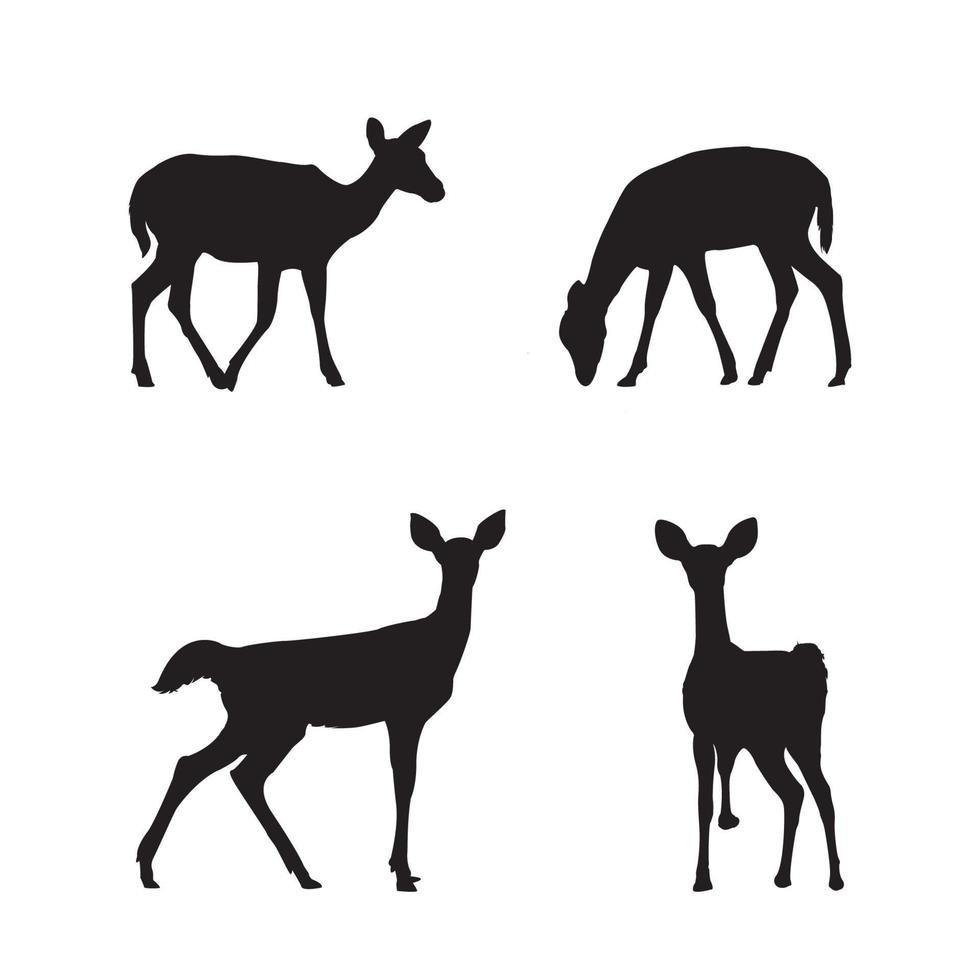 Set of deer silhouettes in different poses vector