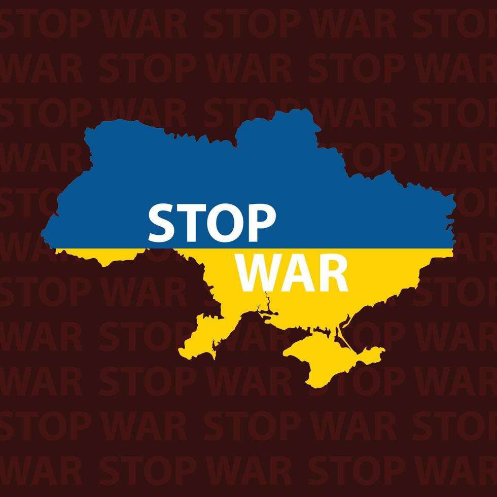 Ukraine map with Stop War text vector