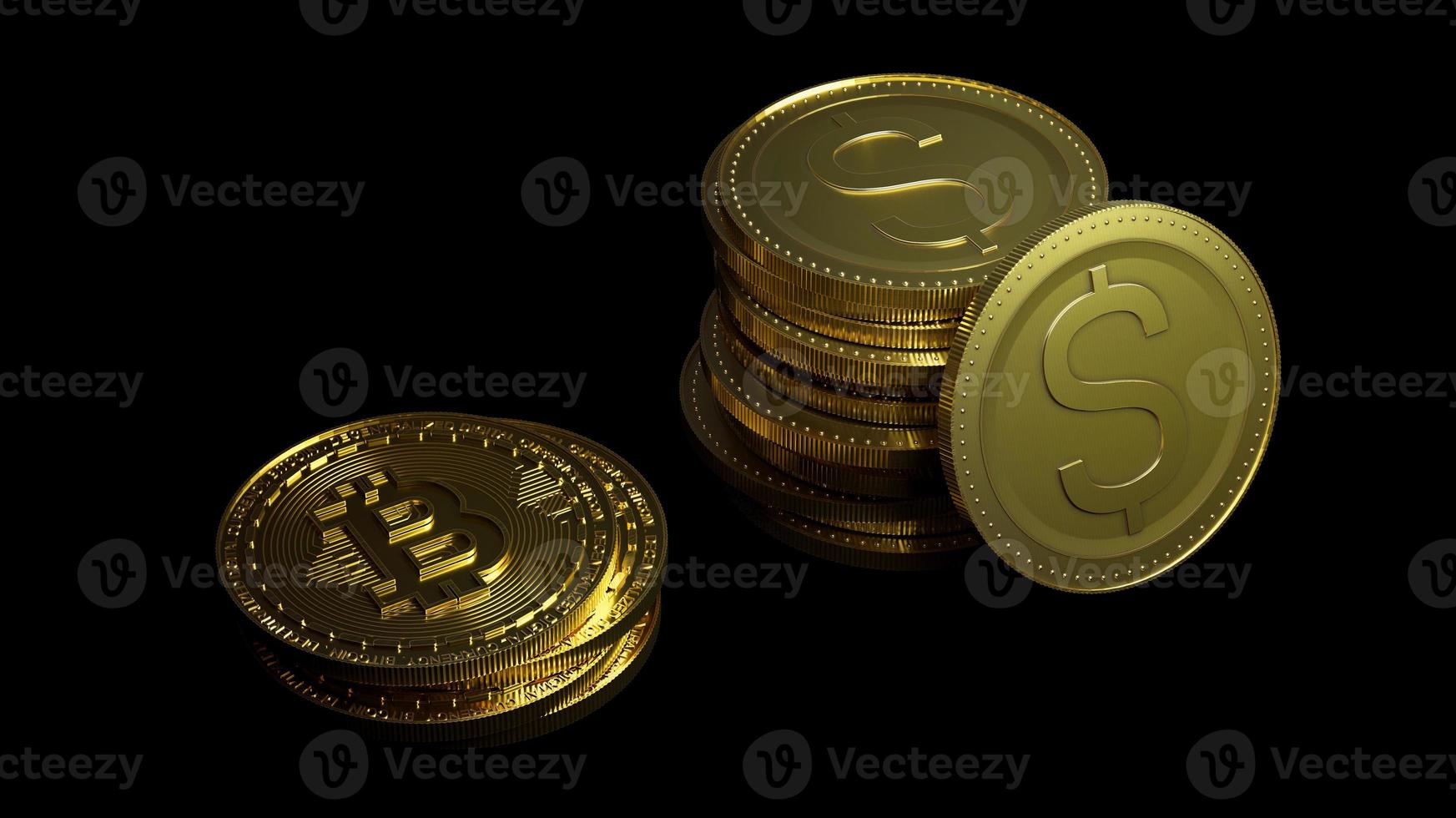 criptomoneda bitcoin vs signo de dólar estadounidense foto