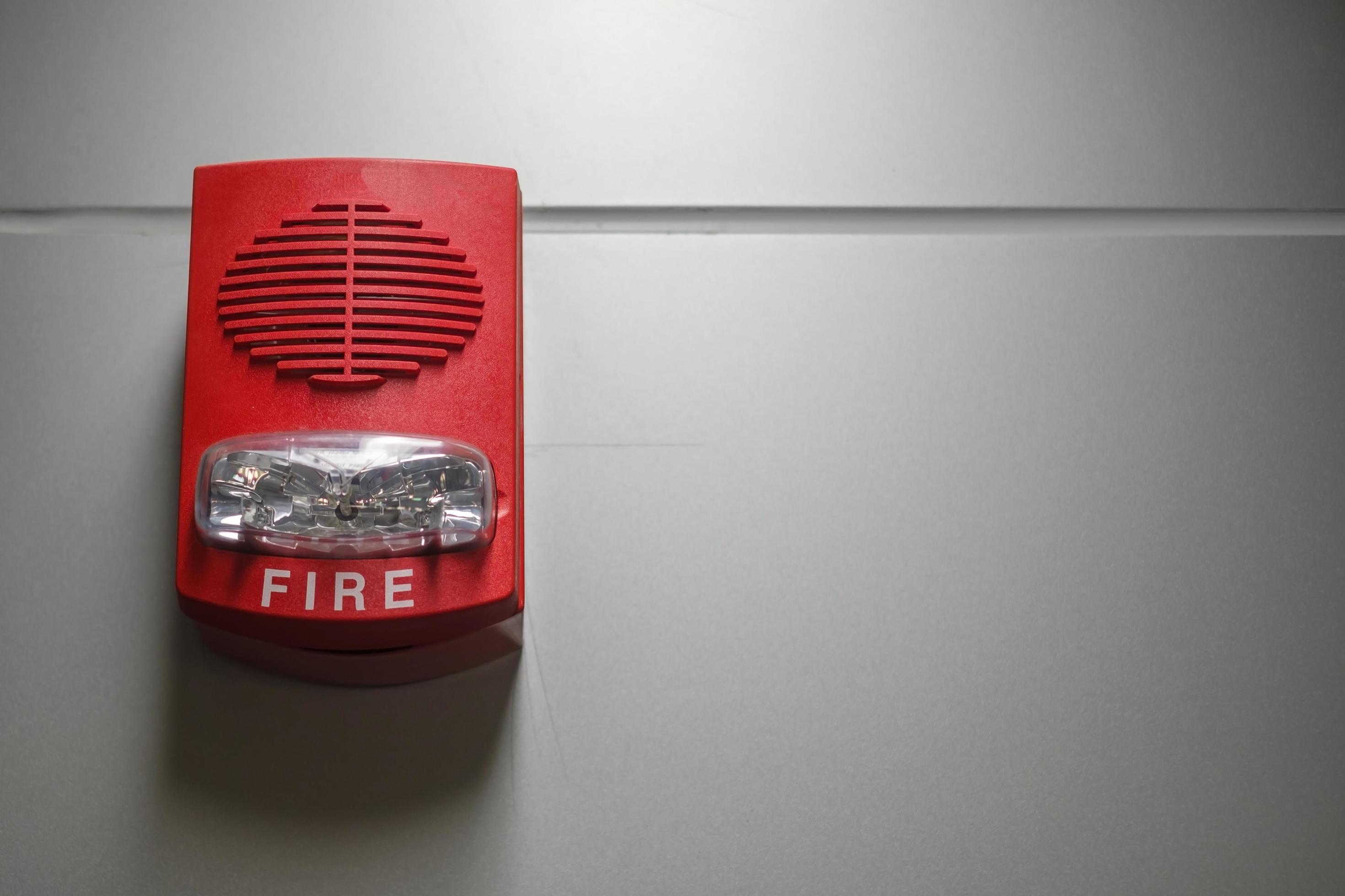 Fire alarm switch on the wall, powerful emergency equipment for