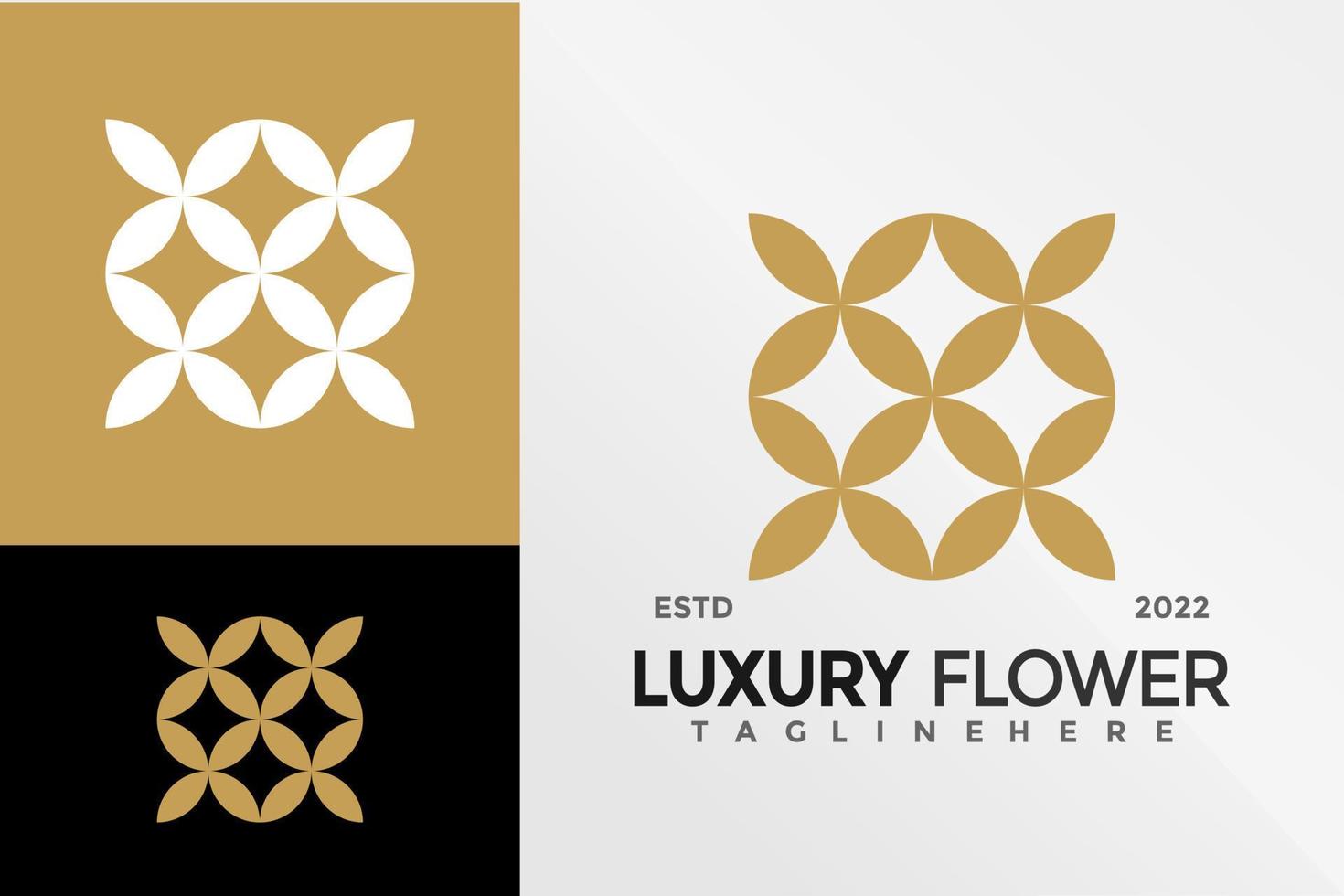 Plantilla de ilustración de vector de diseño de logotipo de flor de lujo