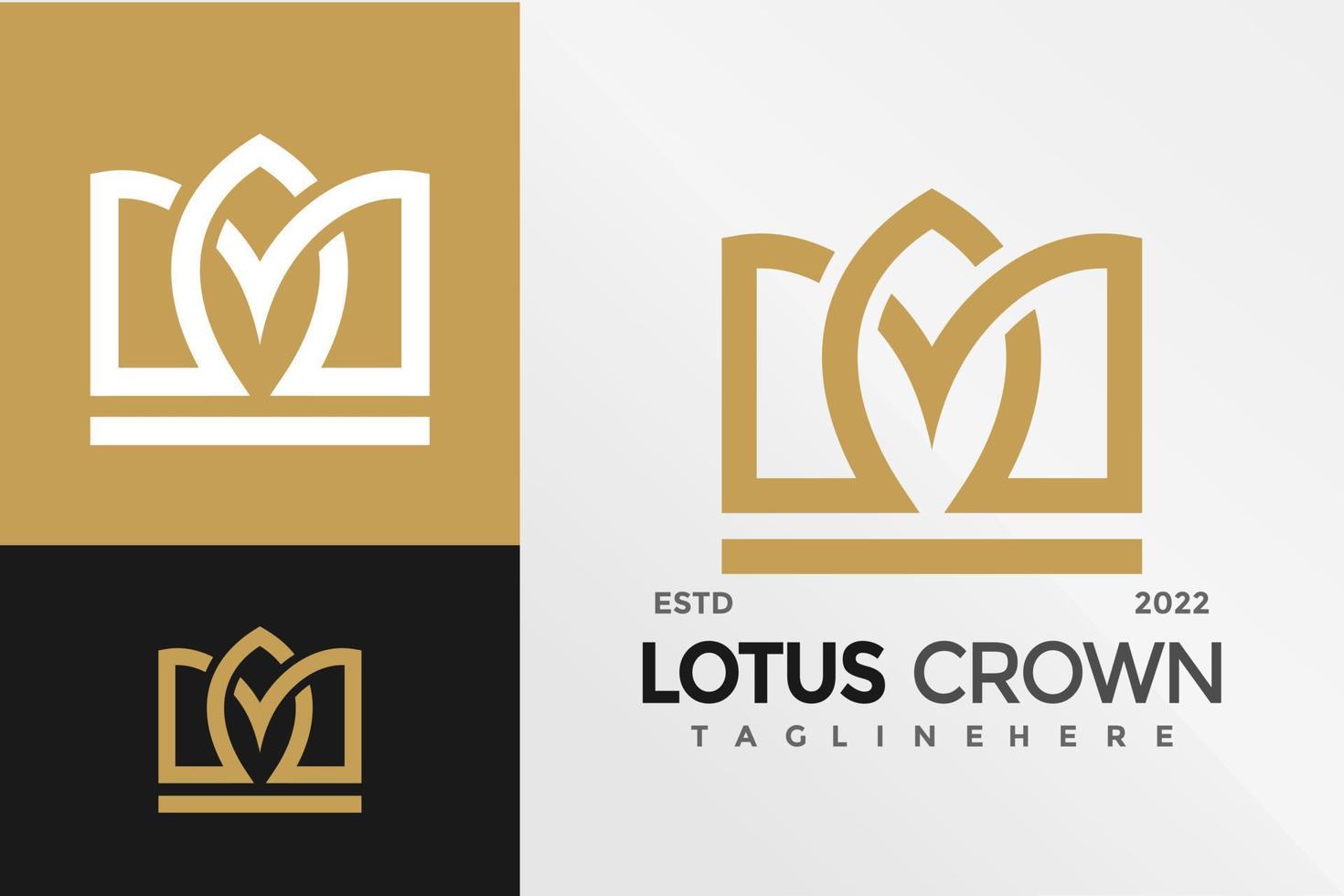 plantilla de ilustración vectorial de diseño de logotipo de corona de loto m vector