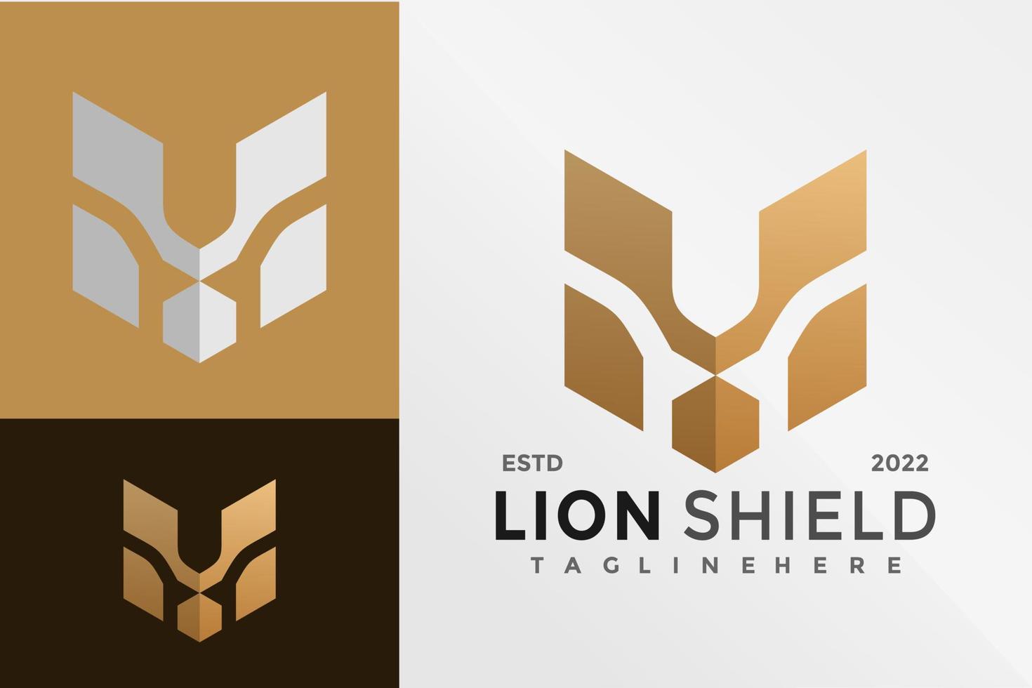 Lion Shield Head Logo Design Vector illustration template