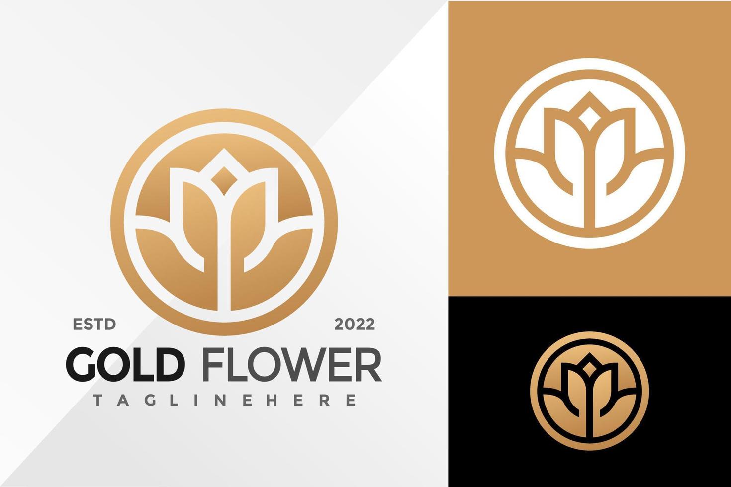 plantilla de ilustración de vector de diseño de logotipo moderno de flor dorada