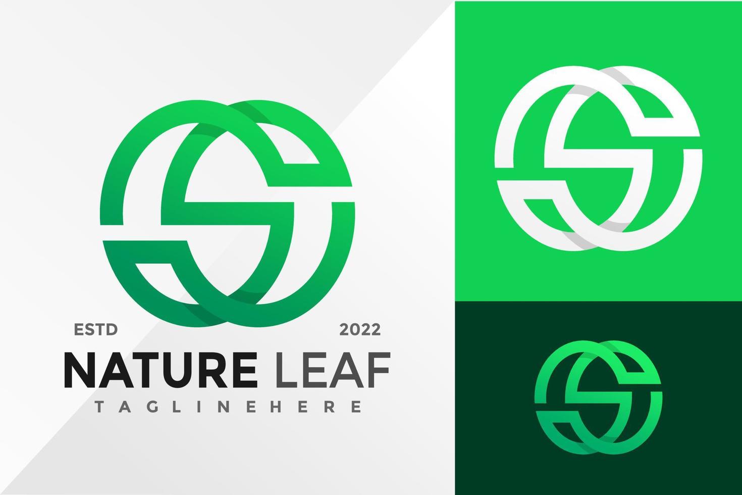 Letra s naturaleza hoja diseño de logotipo plantilla de ilustración vectorial vector