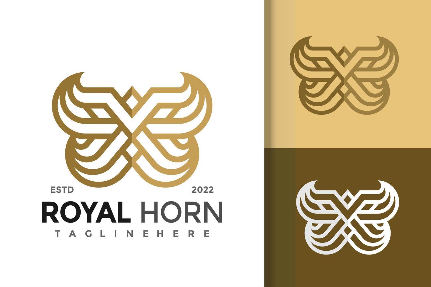 Royal Lion Horn Modern Logo Design Vector Template