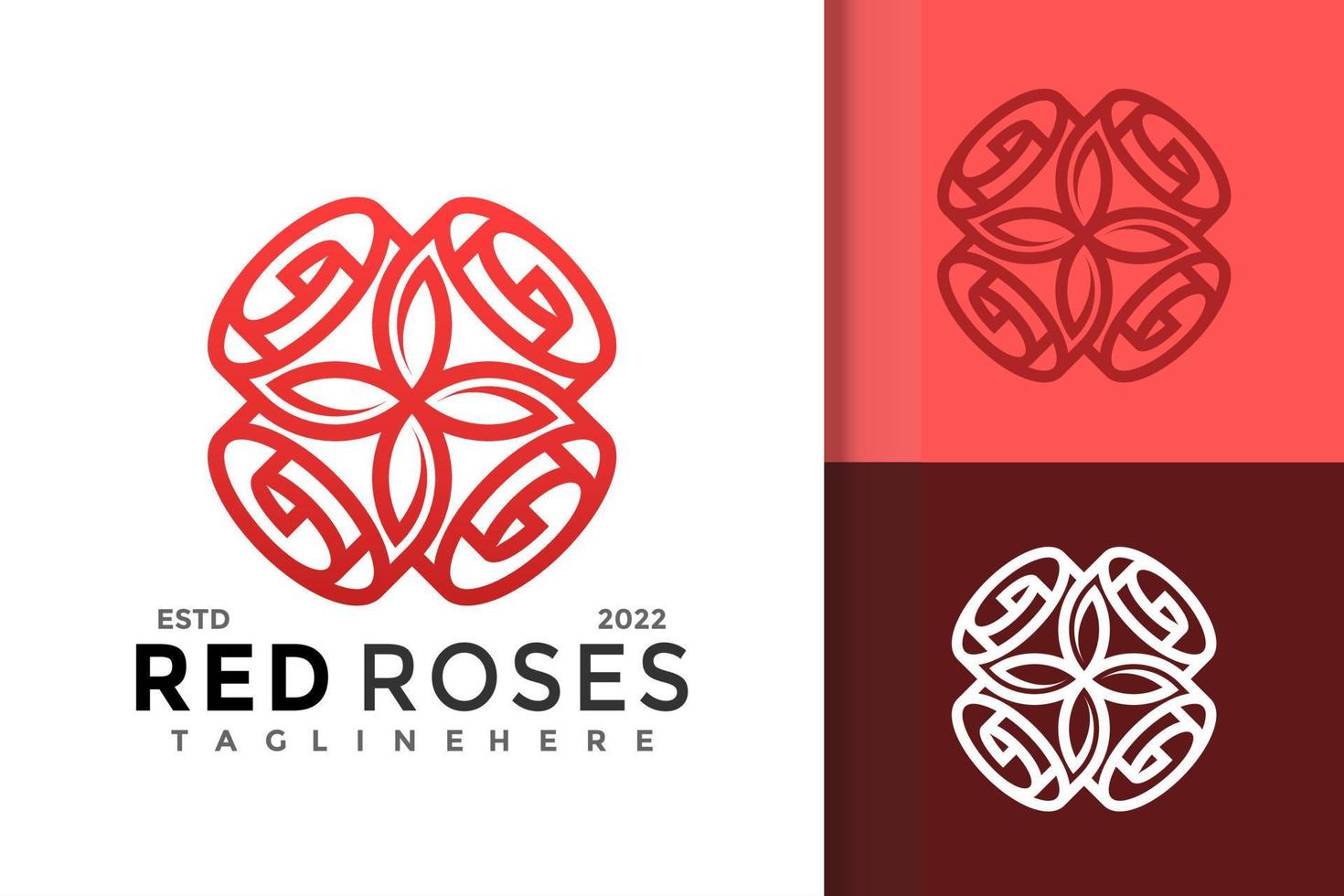 Red Rose Line Logo Design Vector Template
