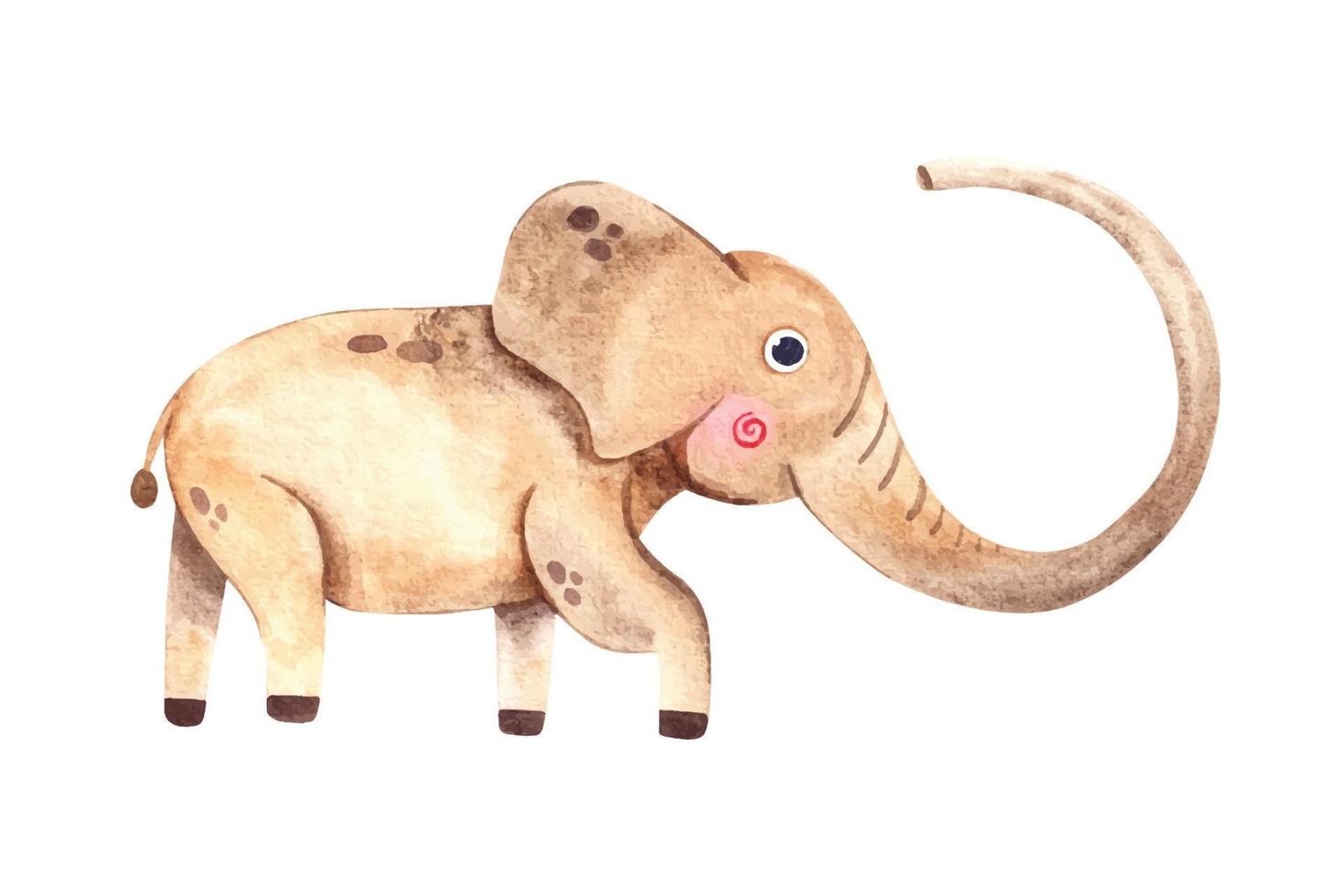 linda ilustración de elefante de dibujos animados de acuarela para niños diseño de impresión vector