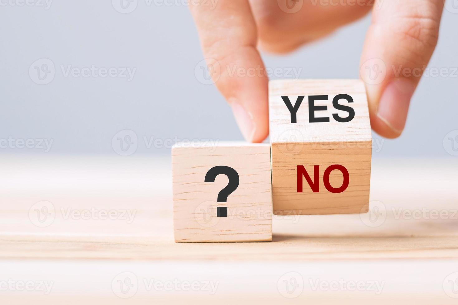 Hand change Yes or No block. Answer, question and decision concept photo