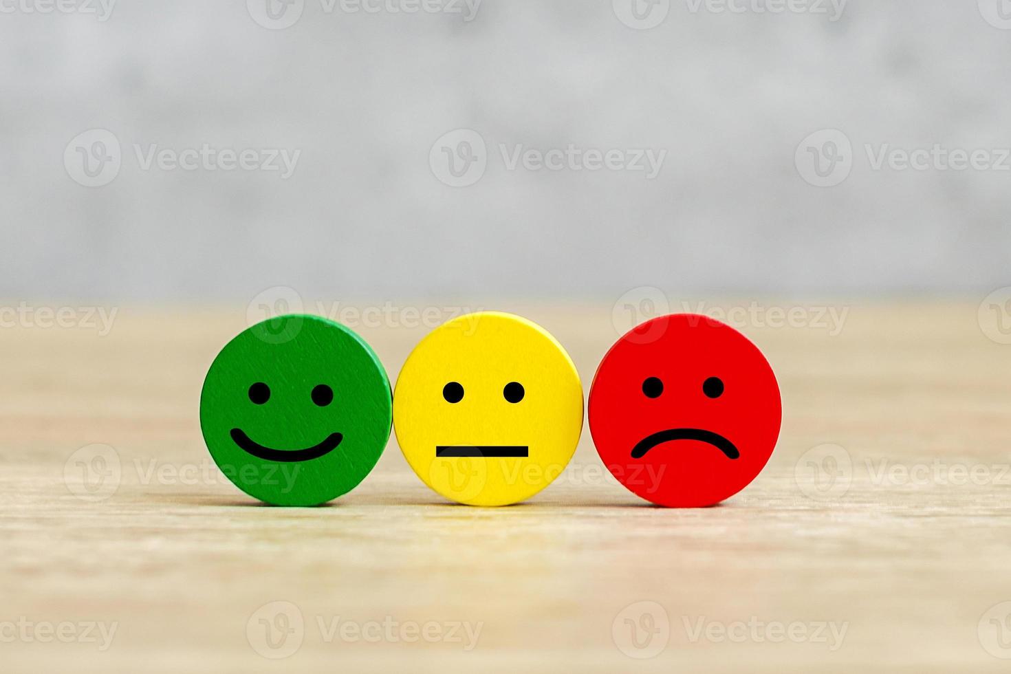 emotion face block. Customer choose Emoticon for user reviews. Service rating, ranking, customer review, satisfaction, mood, evaluation and feedback concept photo