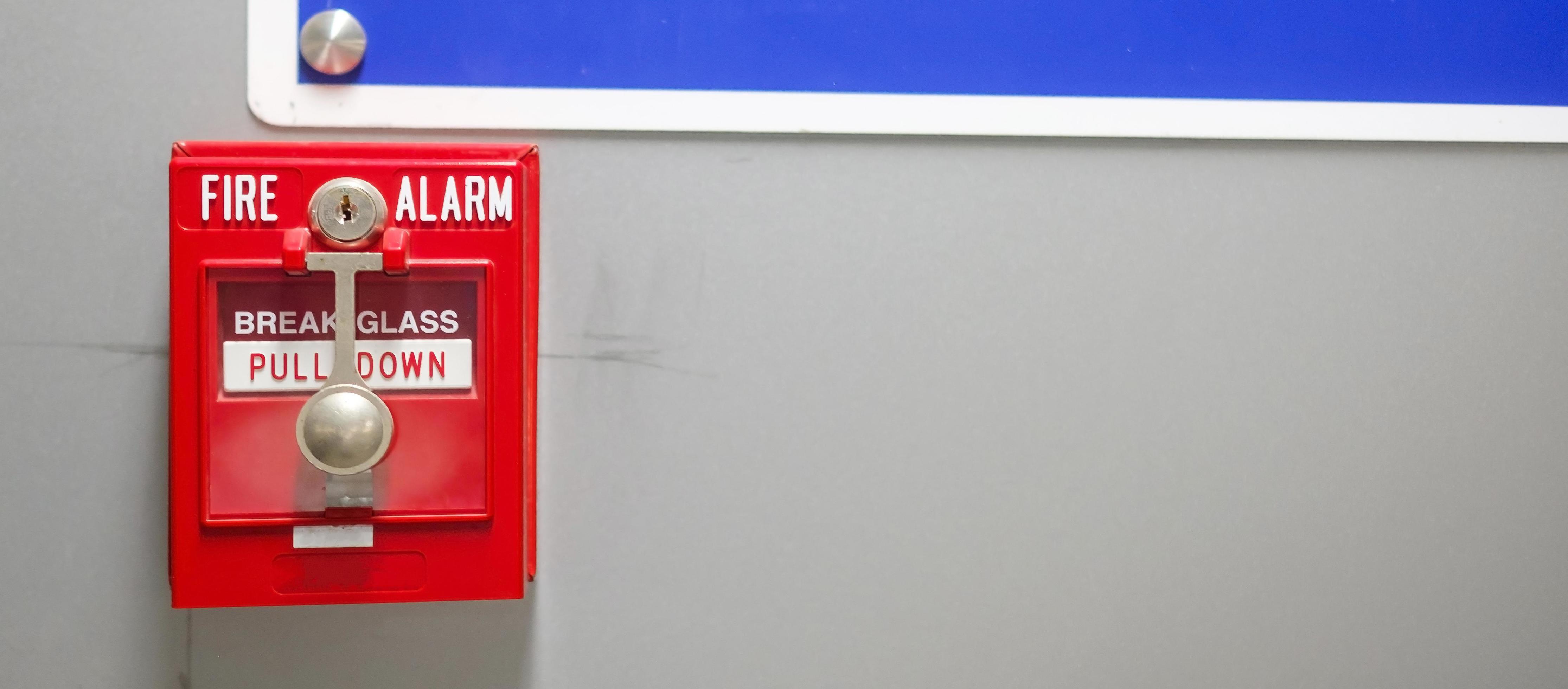 Fire alarm switch on the wall, powerful emergency equipment for