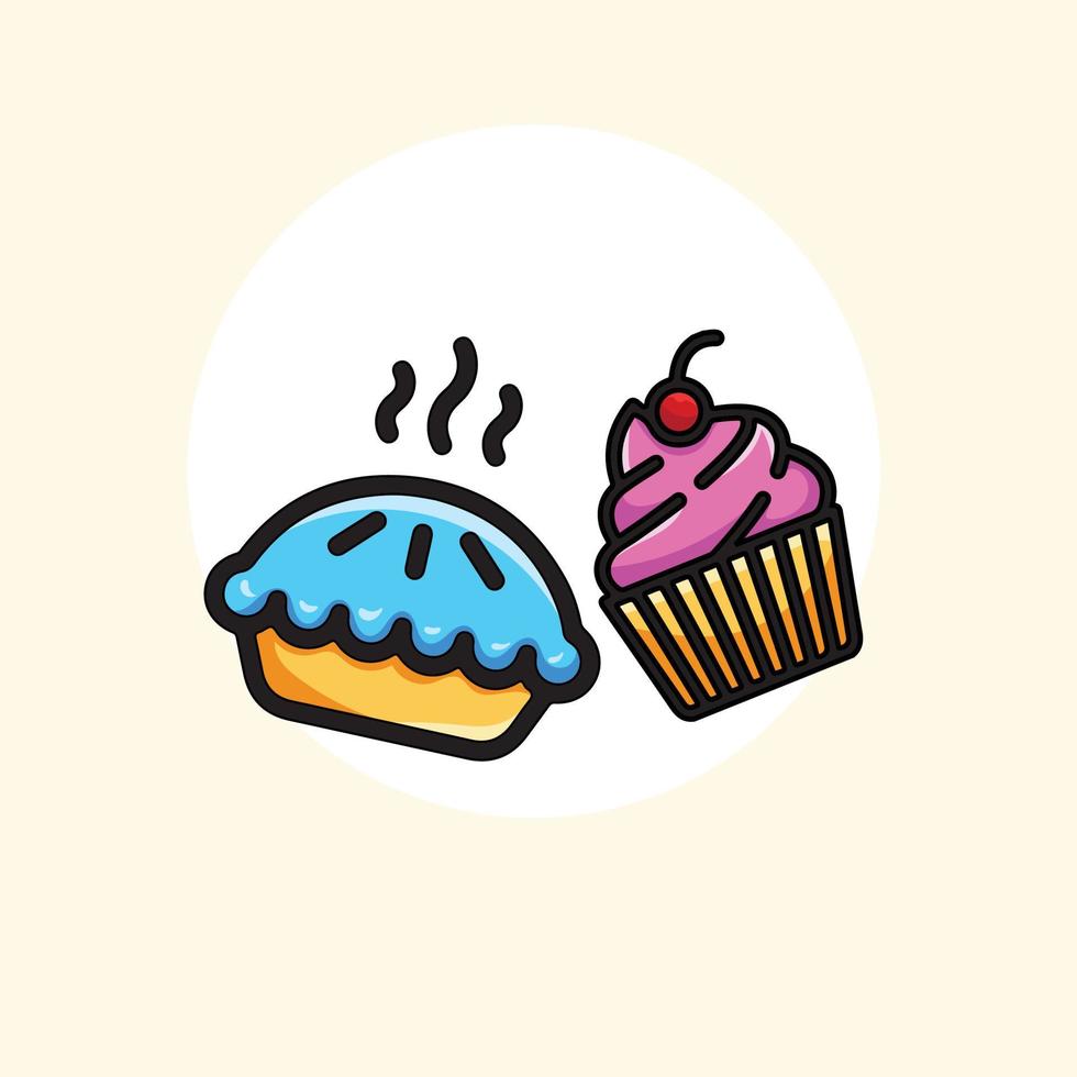 comida dulce. pastel, cupcake, render, realista, vector, icono, conjunto vector