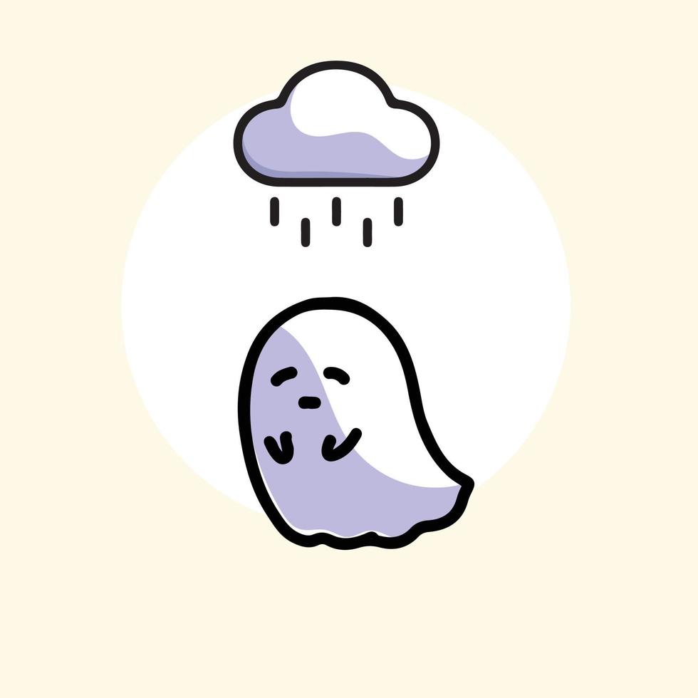 cute sad ghosts Isolated flat cartoon vector illustrations 7762117 ...