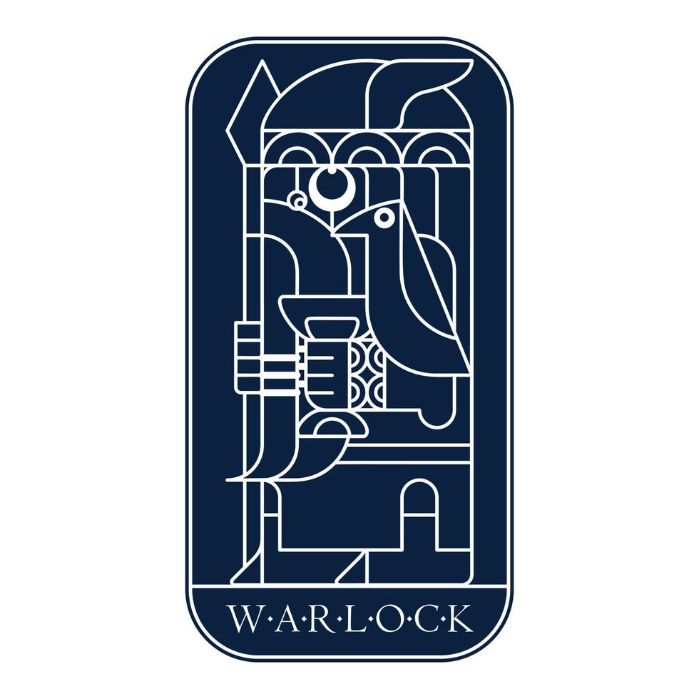 Dark blue northern warrior warlock priest with white raven. vector