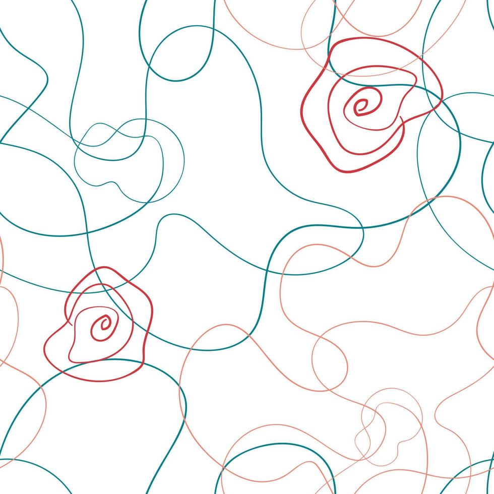 Abstract poppy seamless pattern in line-art trend vector