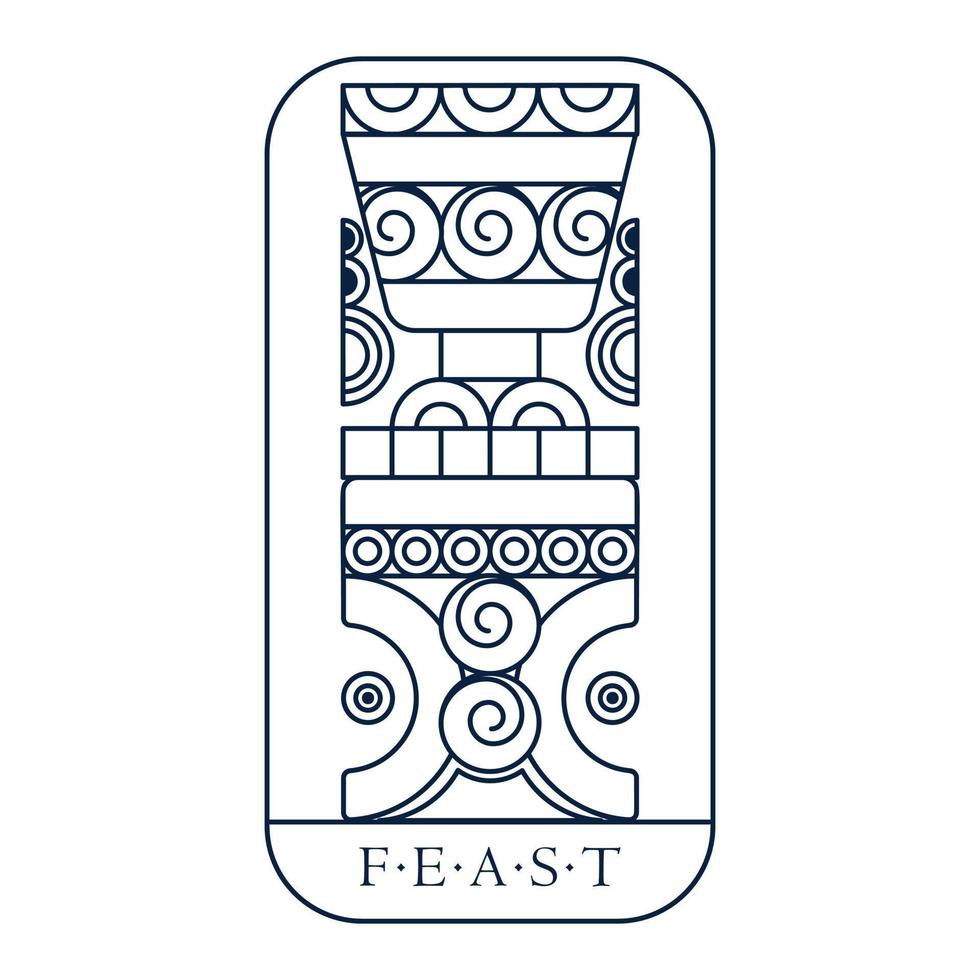 Viking goblet cup and table. Northern fantasy feast emblem vector