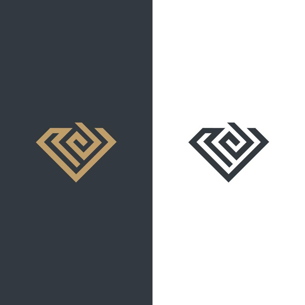 Diamond logo with infinity outline art style vector