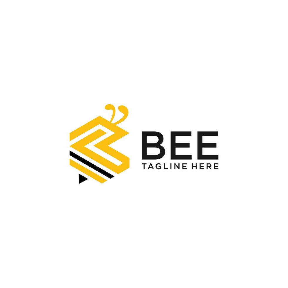 Bee logo letter B forms a cube object with yellow colors vector