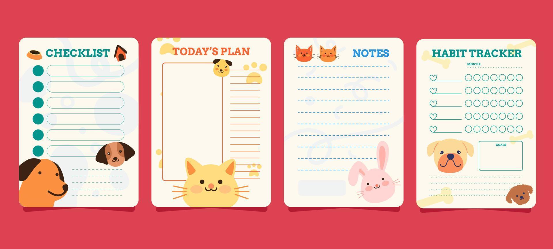 Pets Journal Planner vector