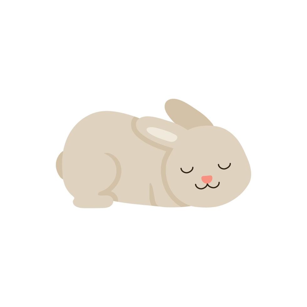 lindo bebé conejo o mascota liebre para el diseño de Pascua. conejito animal en estilo de dibujos animados. conejo miente, descansa. ilustración vectorial vector