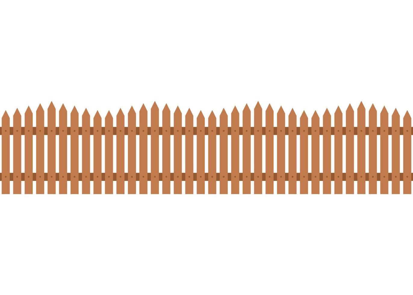 Brown wood fence seamless pattern, wooden decorative border, graphic boundary background. Garden or house wood fencing. Rural fence on farm for animal, barrier for garden. Vector illustration
