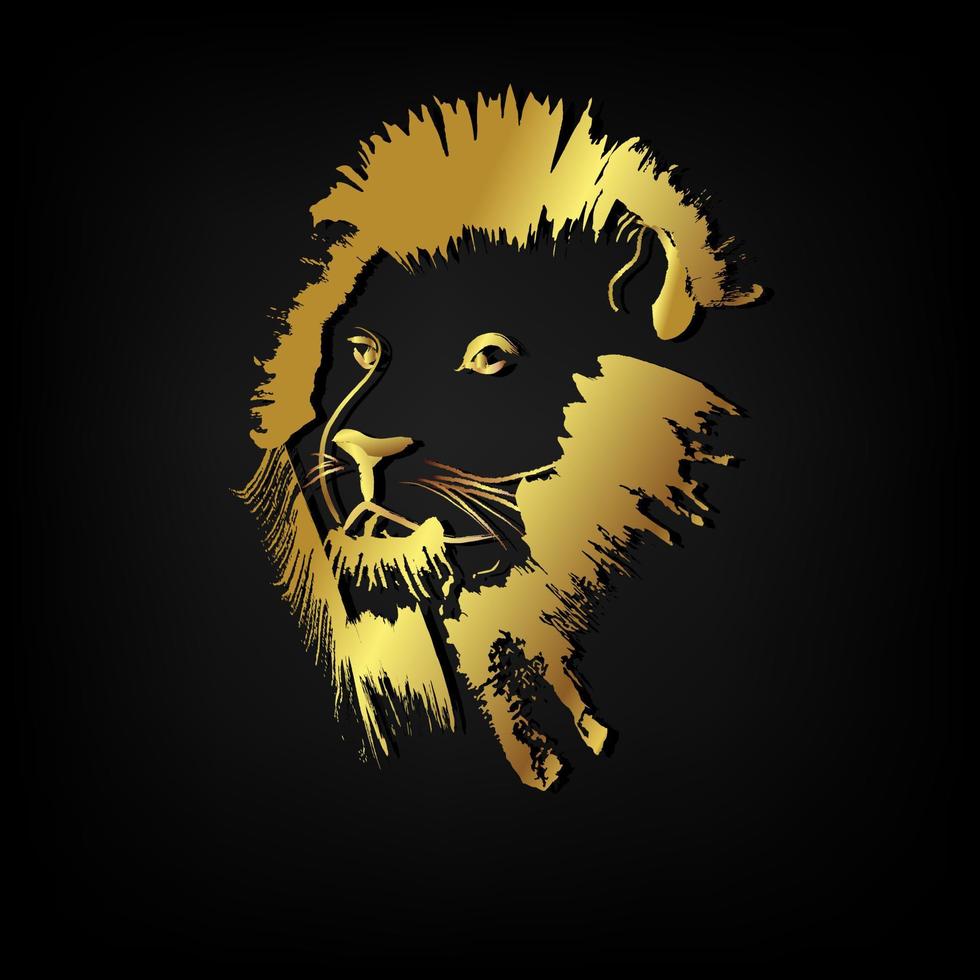 Lion golden brush stroke painting over black background 7762427 Vector