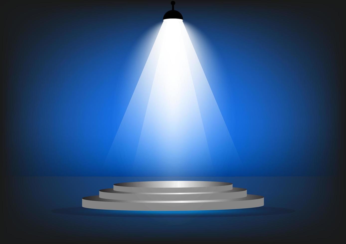 podium with spotlight for show with blue color tone wall background vector