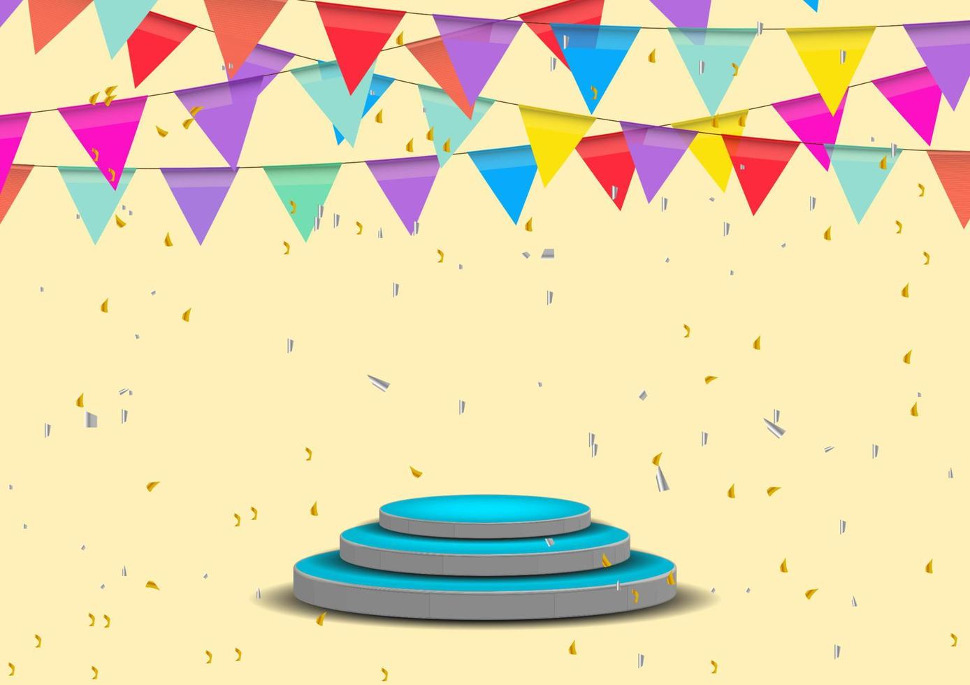 blue podium with flag decorative Vector illustration