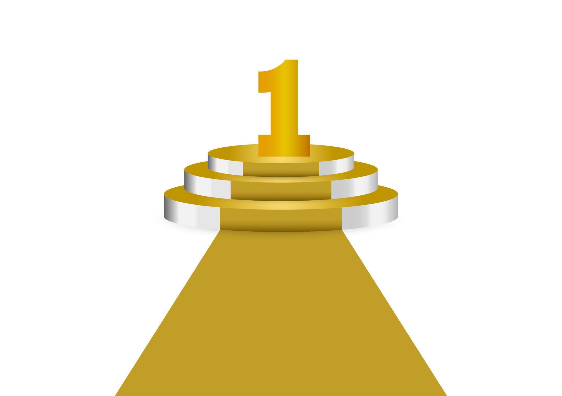 number 1 gold color on gold podium is the winner is in first Vector
