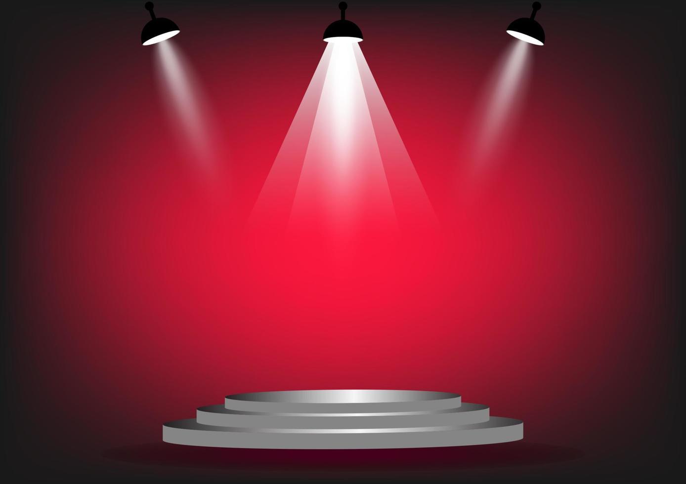 podium with spotlight for show with red wall background vector