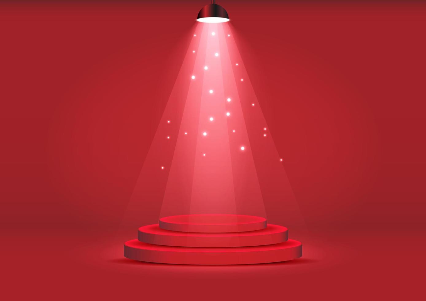 podium with spotlight for show with red wall background vector illustration