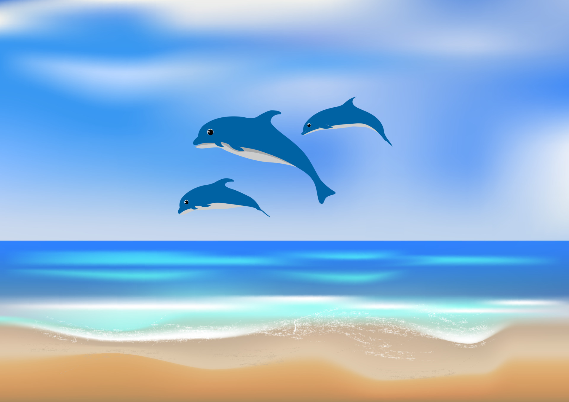 Dolphin Jumping In Sunset Clipart