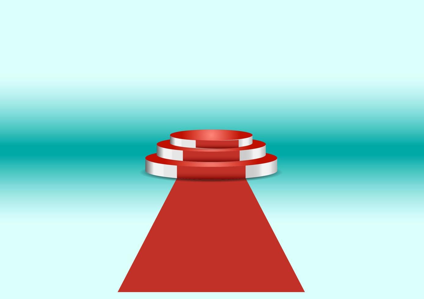 podio rojo para mostrar el producto con la ilustración de vector de fondo verde