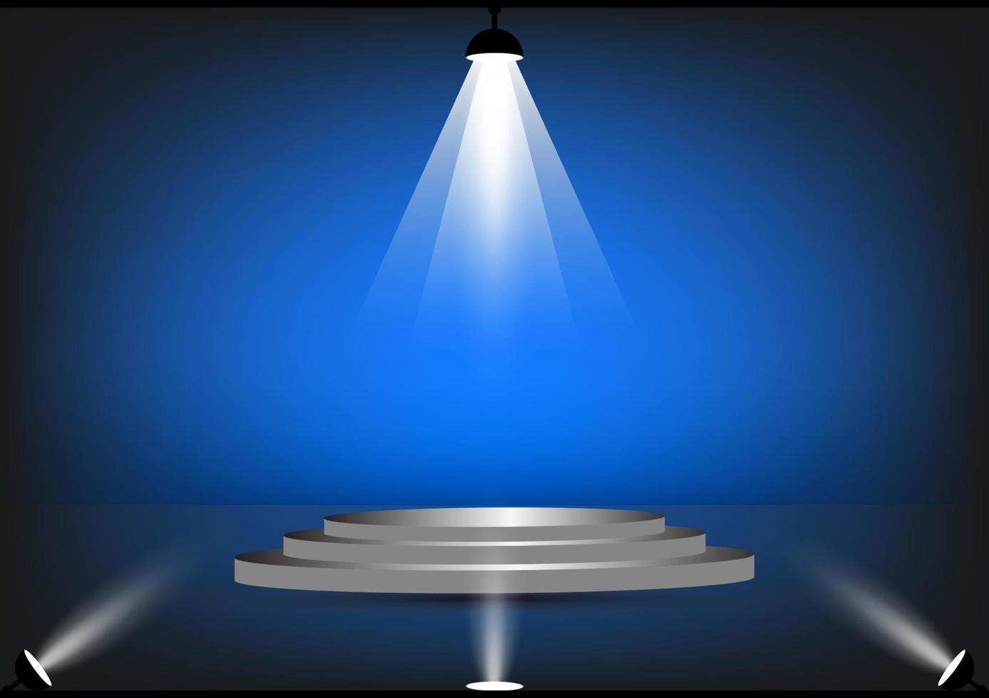 podium with spotlight for show with blue color tone wall background vector